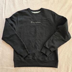 NWOT Champion Men's Cotton Black Crewneck Long Sleeve Sweater Size S